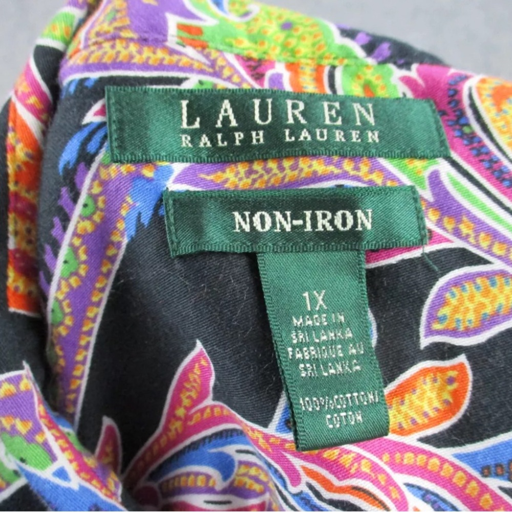 Lauren Ralph Lauren Black Floral Paisley Button-Up Blouse - Picture 7 of 7